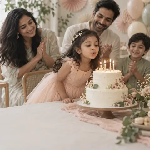 Birthday party photos shared with guests through a QR code